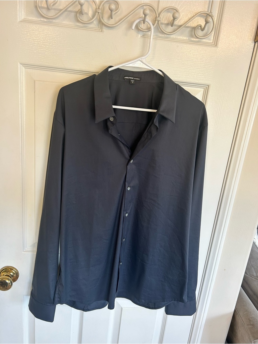 James Perse Navy Classic Long Sleeve Button Down Shirt Size L